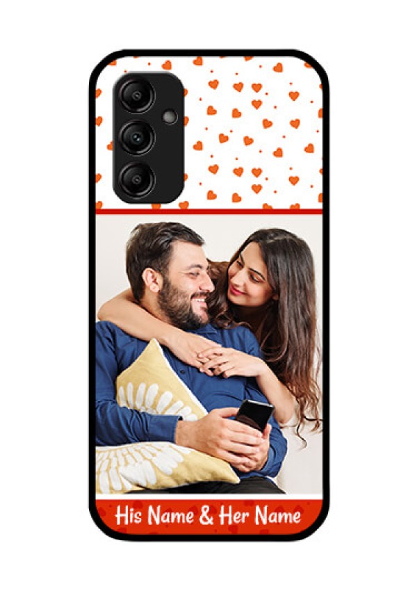 Galaxy A14 4G Custom Glass Phone Case - Orange Love Symbol Design