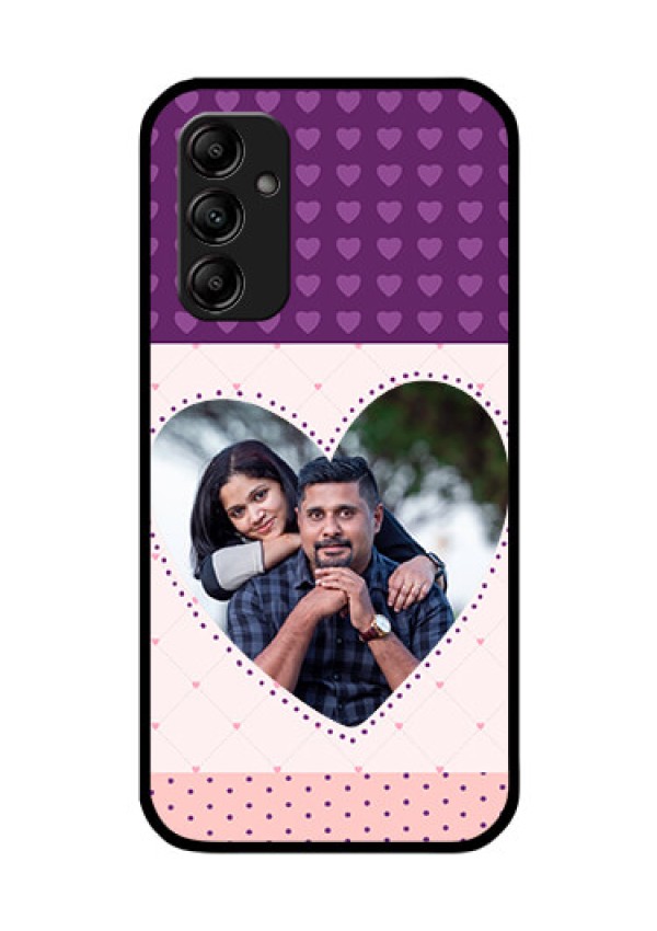Galaxy A14 4G Custom Glass Phone Case - Violet Love Dots Design