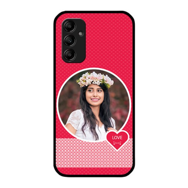 Galaxy A14 4G Personalised Glass Phone Case - Pink Pattern Design Galaxy A14 4G Personalised Glass Phone Case - Pink Pattern Design
