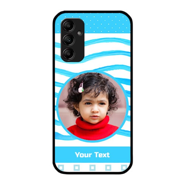Galaxy A14 4G Custom Glass Phone Case - Simple Blue Case Design