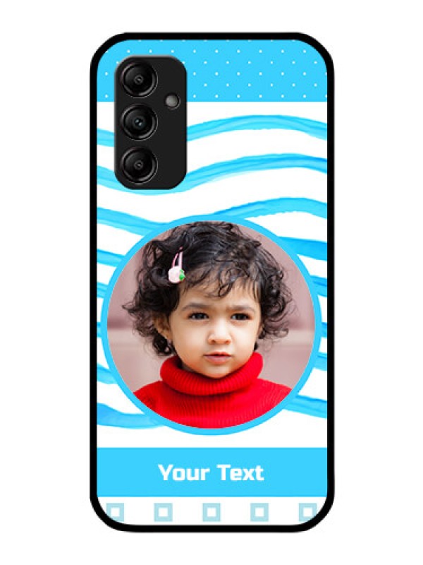 Custom Galaxy A14 4G Custom Glass Phone Case - Simple Blue Case Design