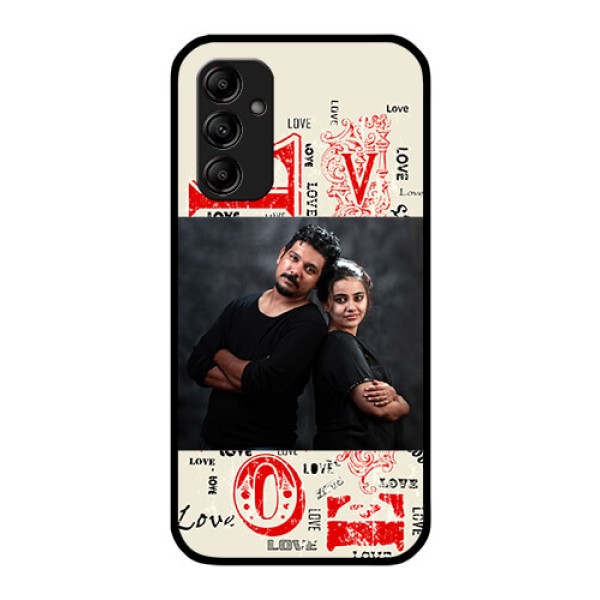 Galaxy A14 4G Photo Printing on Glass Case - Trendy Love Design Case