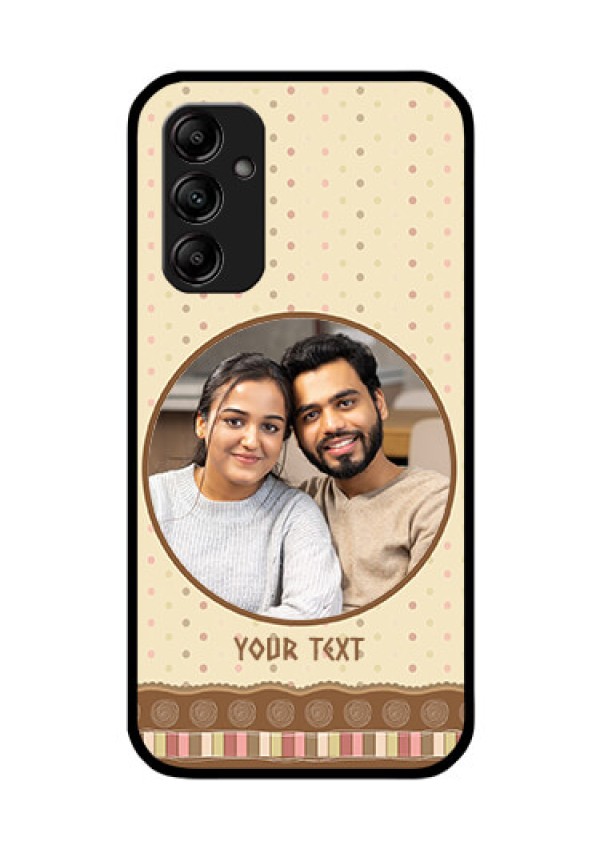 Galaxy A14 4G Custom Glass Mobile Case - Brown Dotted Mobile Case Design