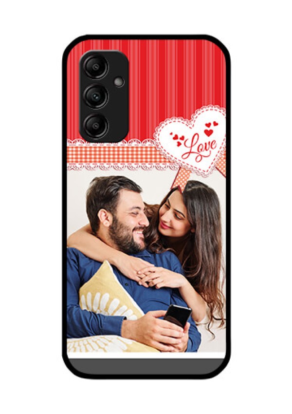 Galaxy A14 4G Custom Glass Mobile Case - Red Love Pattern Design