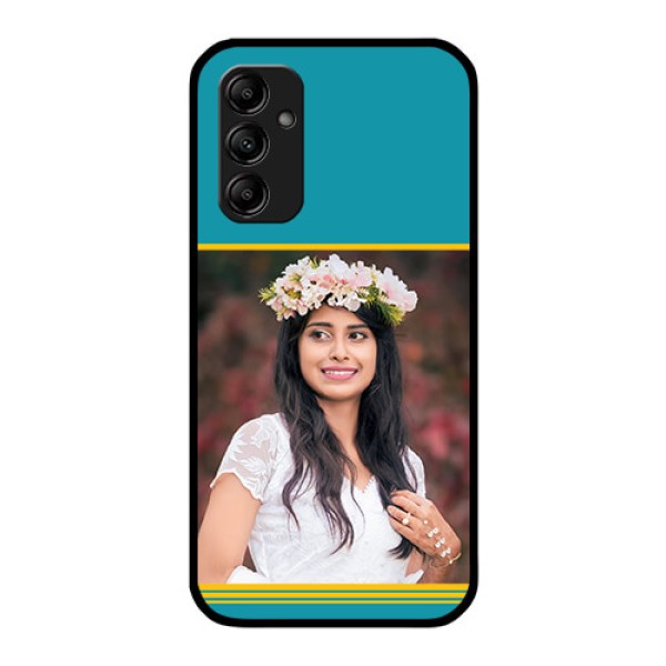 Galaxy A14 4G Custom Glass Phone Case - Yellow & Blue Design Galaxy A14 4G Custom Glass Phone Case - Yellow & Blue Design