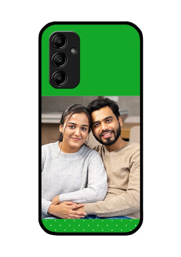 Galaxy A14 4G Personalized Glass Phone Case - Green Pattern Design