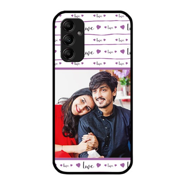 Galaxy A14 4G Custom Glass Mobile Case - Couples Heart Design Galaxy A14 4G Custom Glass Mobile Case - Couples Heart Design