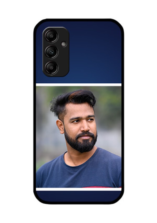 Galaxy A14 4G Personalized Glass Phone Case - Simple Royal Blue Design