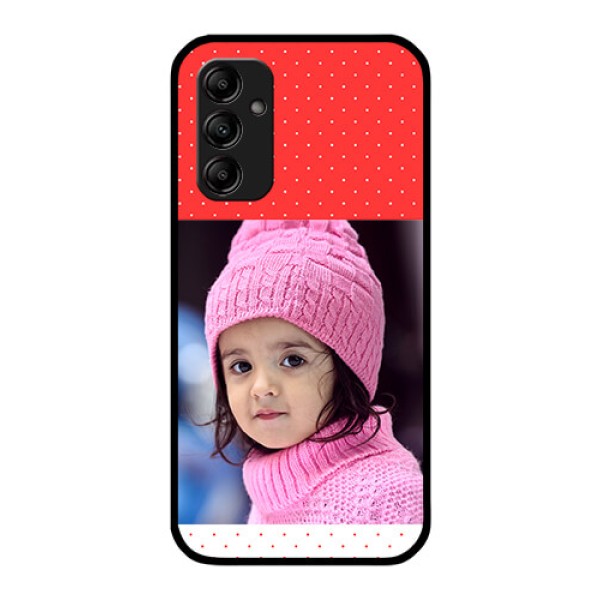Galaxy A14 4G Photo Printing on Glass Case - Red Pattern Design