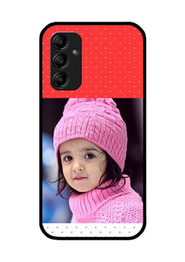 Galaxy A14 4G Photo Printing on Glass Case - Red Pattern Design