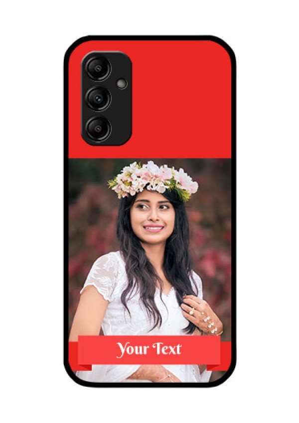 Galaxy A14 4G Custom Glass Phone Case - Simple Red Color Design