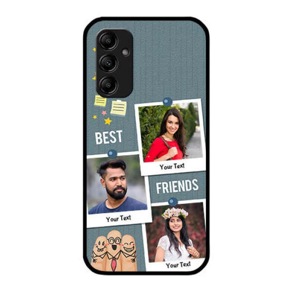 Galaxy A14 4G Personalized Glass Phone Case - Sticky Frames and Friendship Design Galaxy A14 4G Personalized Glass Phone Case - Sticky Frames and Friendship Design