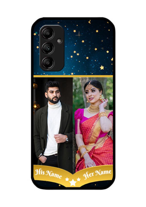 Galaxy A14 4G Custom Glass Phone Case - Galaxy Stars Backdrop Design