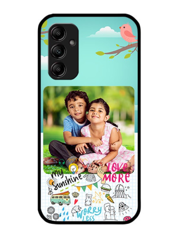 Custom Galaxy A14 4G Photo Printing on Glass Case - Doodle love Design