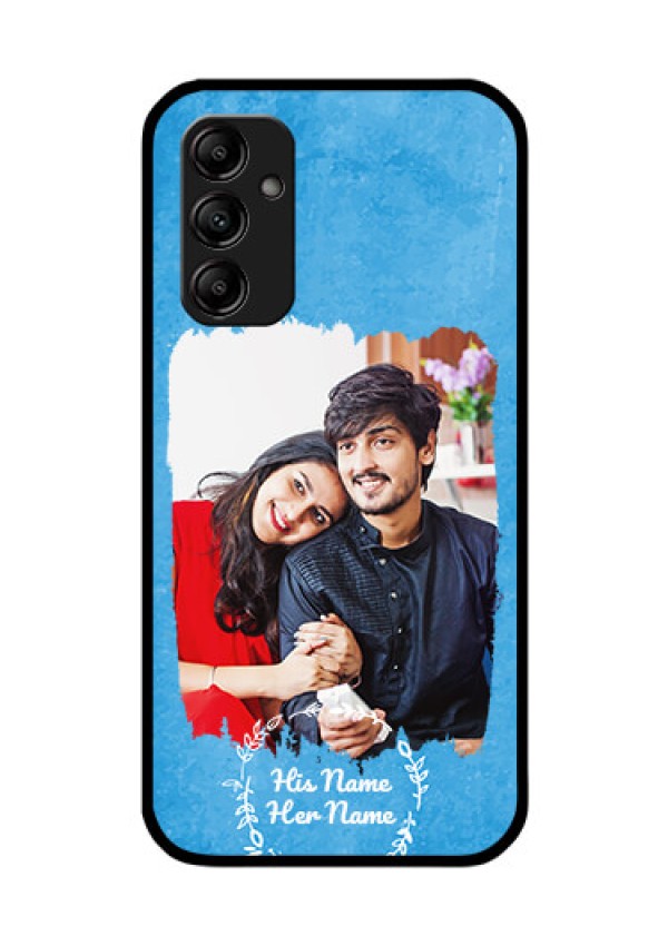 Galaxy A14 4G Custom Glass Phone Case - Blue Color Vintage Design