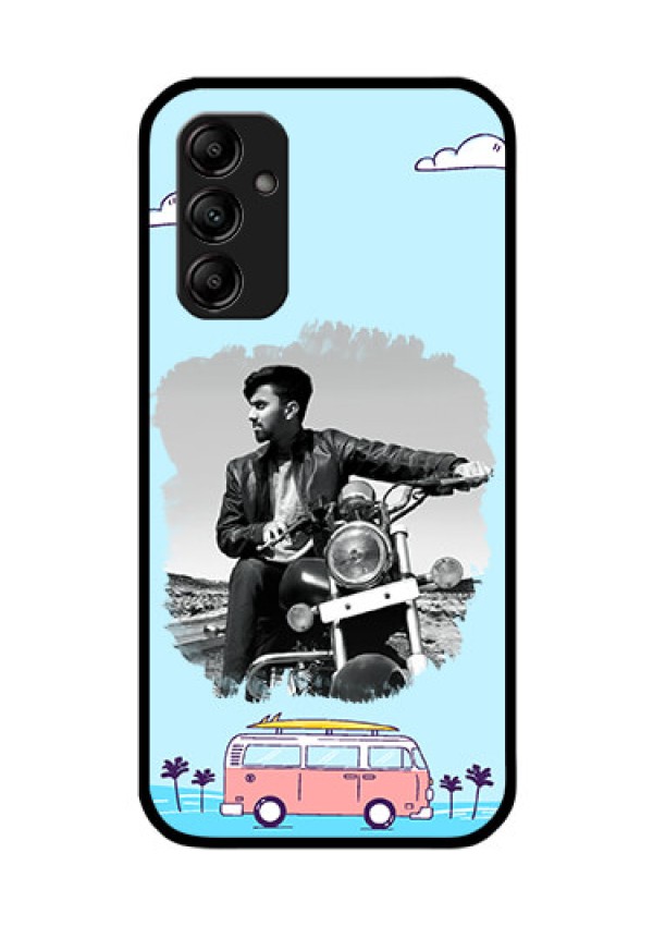 Galaxy A14 4G Photo Printing on Glass Case - Travel & Adventure Design