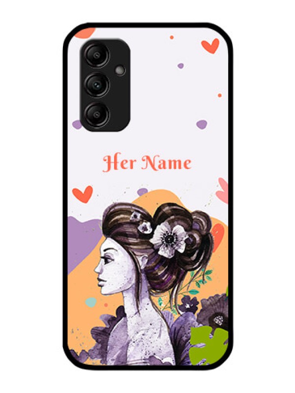 Custom Galaxy A14 4G Personalized Glass Phone Case - Woman And Nature Design