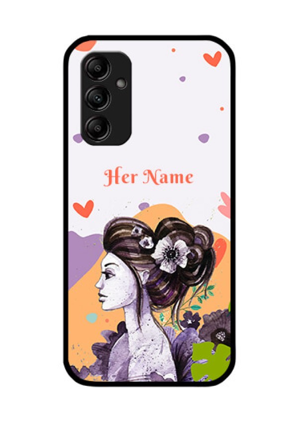Galaxy A14 4G Personalized Glass Phone Case - Woman And Nature Design