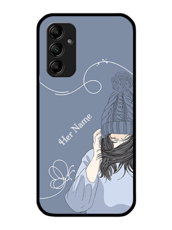 Custom Galaxy A14 4G Custom Glass Mobile Case - Girl in winter outfit Design