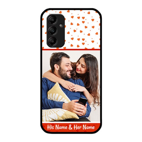 Galaxy A14 5G Custom Glass Phone Case - Orange Love Symbol Design