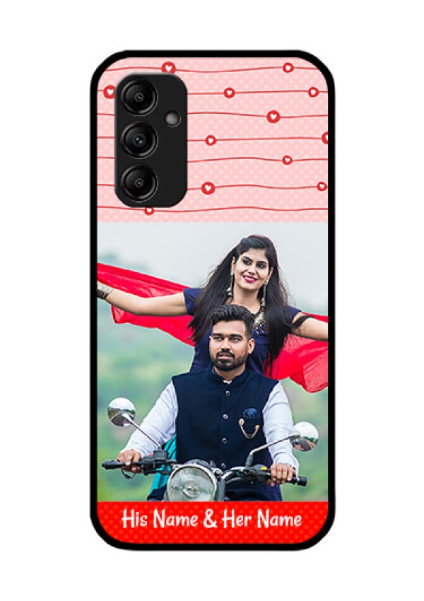 Galaxy A14 5G Personalized Glass Phone Case - Red Pattern Case Design