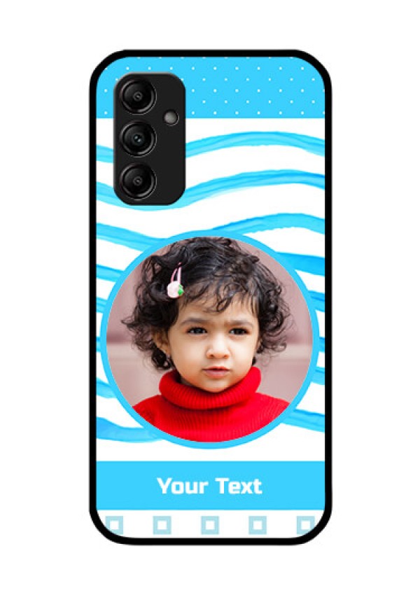 Galaxy A14 5G Custom Glass Phone Case - Simple Blue Case Design