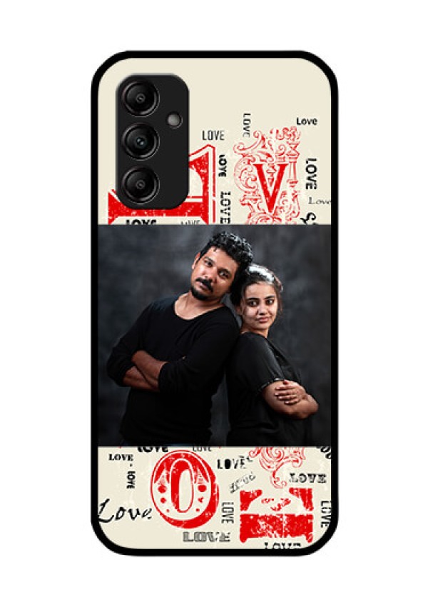 Galaxy A14 5G Photo Printing on Glass Case - Trendy Love Design Case