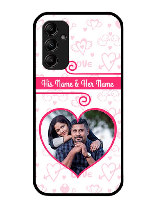 Custom Galaxy A14 5G Personalized Glass Phone Case - Heart Shape Love Design