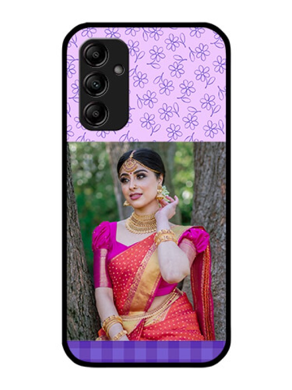 Custom Galaxy A14 5G Custom Glass Phone Case - Purple Floral Design
