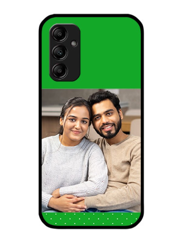 Custom Galaxy A14 5G Personalized Glass Phone Case - Green Pattern Design