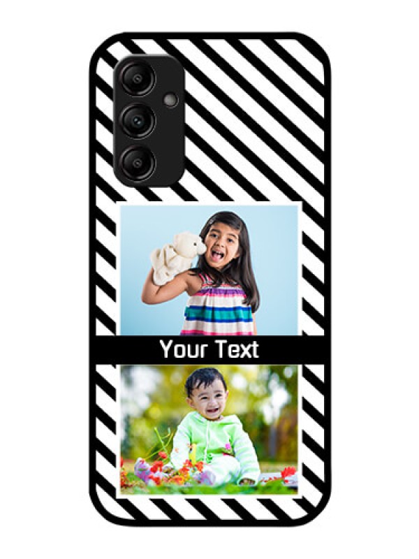Custom Galaxy A14 5G Photo Printing on Glass Case - Black And White Stripes Design