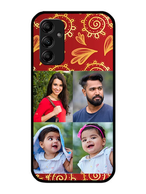 Custom Galaxy A14 5G Photo Printing on Glass Case - 4 Image Traditional Design