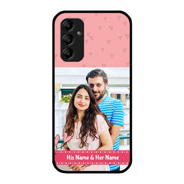 Galaxy A14 5G Personalized Glass Phone Case - Love Design Peach Color