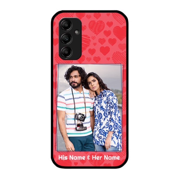 Galaxy A14 5G Photo Printing on Glass Case - with Red Heart Symbols Design Galaxy A14 5G Photo Printing on Glass Case - with Red Heart Symbols Design