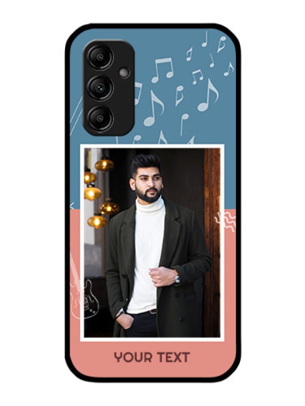 Custom Galaxy A14 5G Photo Printing on Glass Case - with Color Musical Note Design