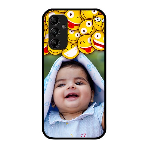 Galaxy A14 5G Custom Glass Mobile Case - with Smiley Emoji Design Galaxy A14 5G Custom Glass Mobile Case - with Smiley Emoji Design