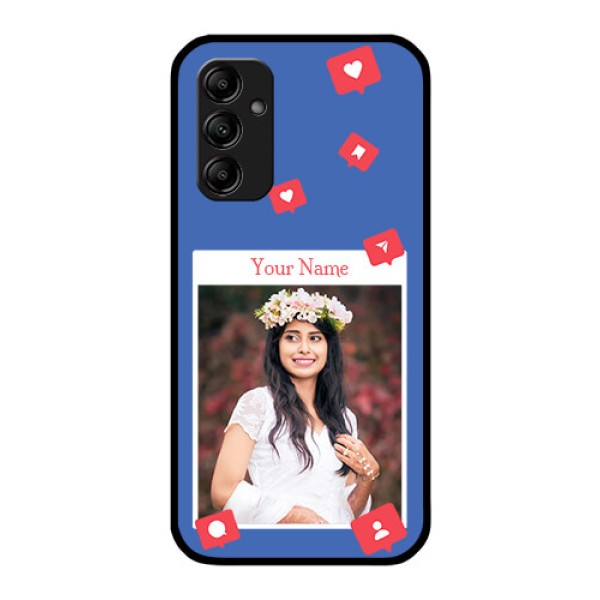 Galaxy A14 Custom Glass Phone Case - Like Share And Comment Design Galaxy A14 Custom Glass Phone Case - Like Share And Comment Design