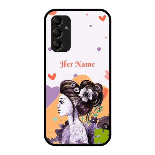 Galaxy A14 Personalized Glass Phone Case - Woman And Nature Design