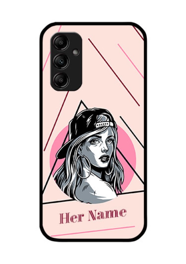 Galaxy A14 Personalized Glass Phone Case - Rockstar Girl Design