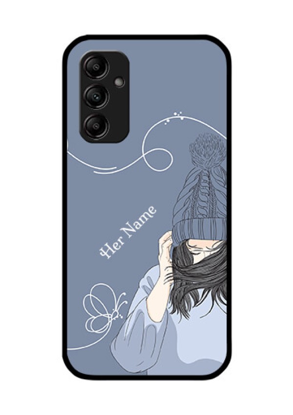 Galaxy A14 Custom Glass Mobile Case - Girl in winter outfit Design