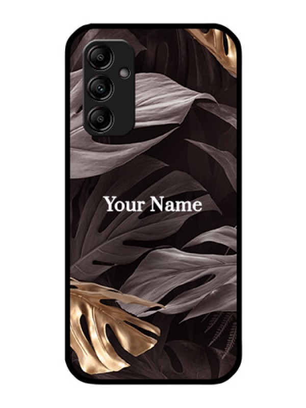 Custom Galaxy A14 Personalised Glass Phone Case - Wild Leaves digital paint Design