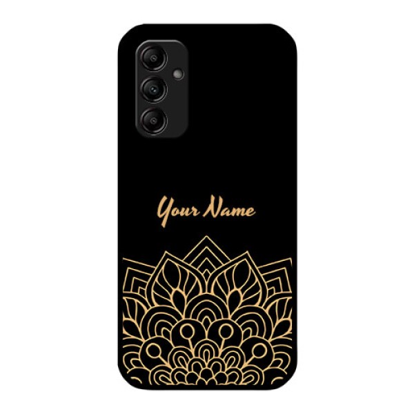 Galaxy A14 Custom Glass Phone Case - Golden mandala Design