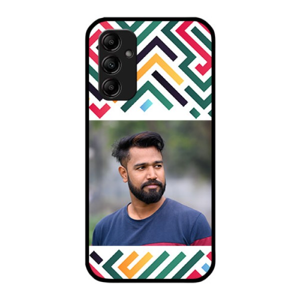 Galaxy A14 Personalized Glass Phone Case - Colorful Maze Pattern Design Galaxy A14 Personalized Glass Phone Case - Colorful Maze Pattern Design