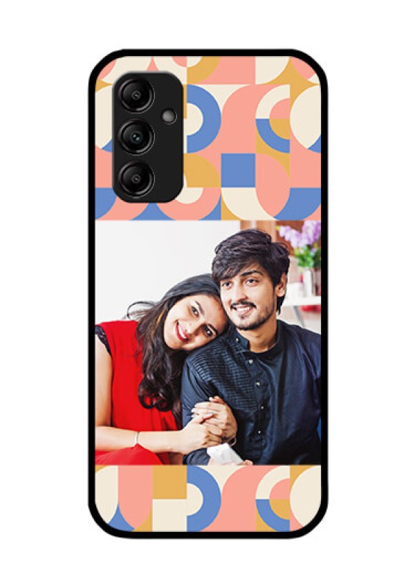 Galaxy A14 Photo Printing on Glass Case - Semi-circle Maze Pattern Design