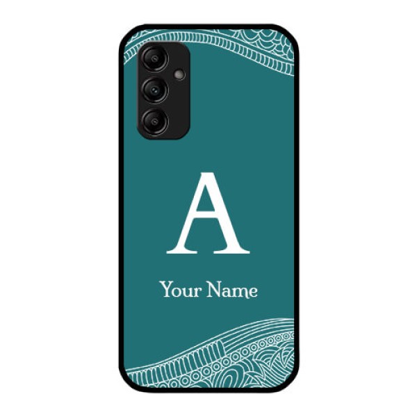 Galaxy A14 Personalized Glass Phone Case - line art pattern with custom name Design Galaxy A14 Personalized Glass Phone Case - line art pattern with custom name Design