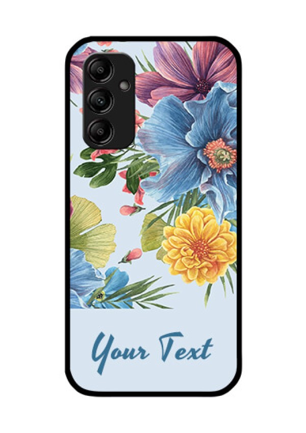 Galaxy A14 Custom Glass Mobile Case - Stunning Watercolored Flowers Painting Design