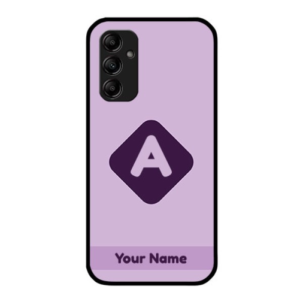 Galaxy A14 Custom Glass Mobile Case - Custom Letter in curved badge Design Galaxy A14 Custom Glass Mobile Case - Custom Letter in curved badge Design