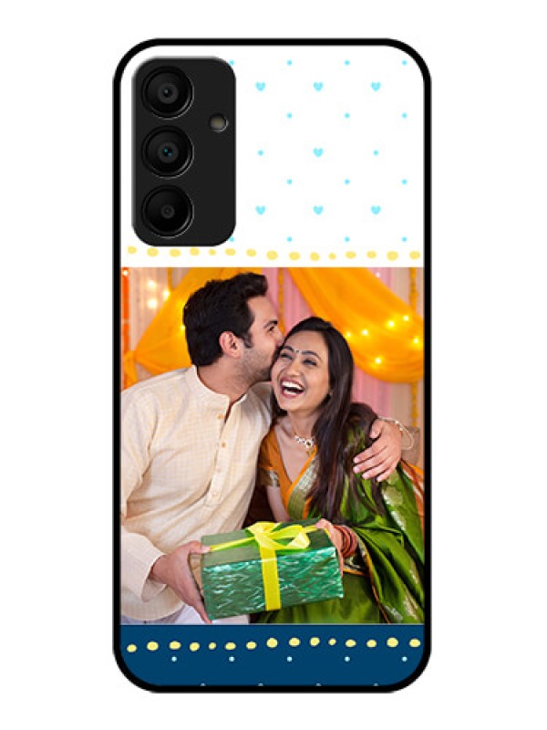 Custom Samsung Galaxy A15 5G Custom Glass Phone Case - White And Blue Abstract Design