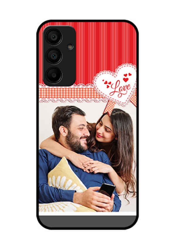 Samsung Galaxy A15 5G Custom Glass Phone Case - Red Love Pattern Design