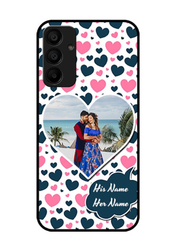 Samsung Galaxy A15 5G Custom Glass Phone Case - Pink & Blue Heart Design